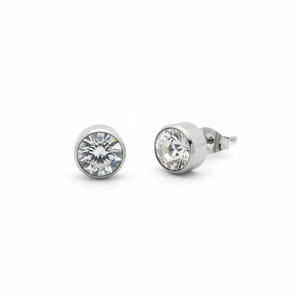 Oorstekers – Staal Kristal Transparant Zilverkleur (10mm) - Aramat Jewels - Oorbellen - cadeautip