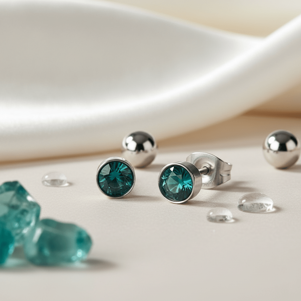 Oorstekers – Staal Kristal Zeeblauw Zilverkleur (5mm) - Aramat Jewels - Oorbellen - cadeautip