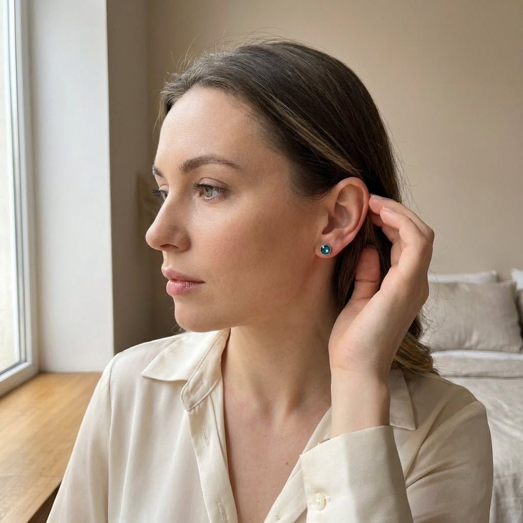 Oorstekers – Staal Kristal Zeeblauw Zilverkleur (5mm) - Aramat Jewels - Oorbellen - cadeautip