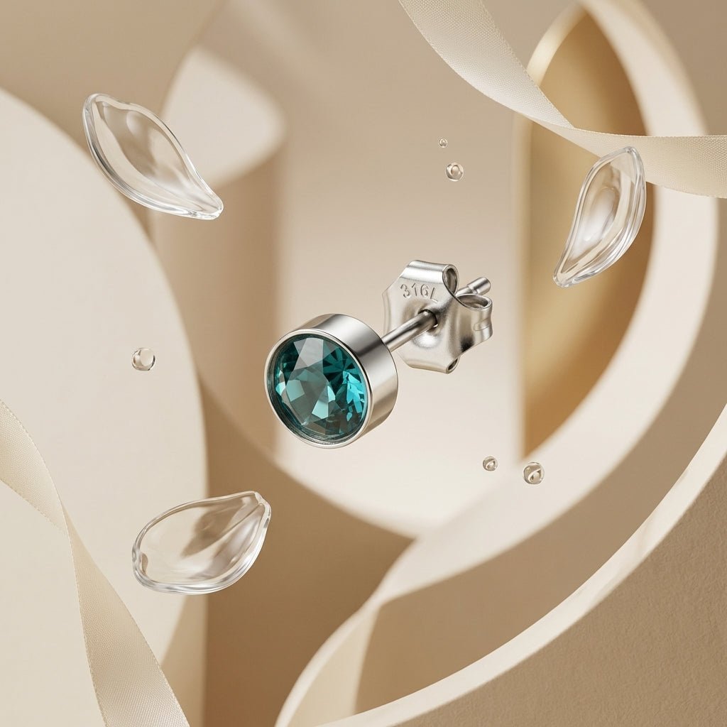 Oorstekers – Staal Kristal Zeeblauw Zilverkleur (5mm) - Aramat Jewels - Oorbellen - cadeautip