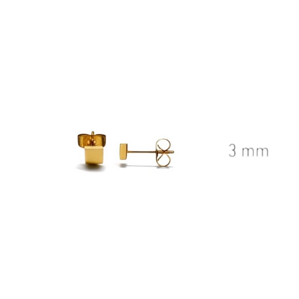 Oorstekers – Staal Vierkant Goudkleurig (3mm) - Aramat Jewels - Oorbellen - cadeautip