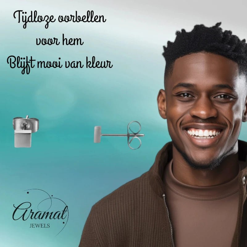 Oorstekers – Staal Vierkant Zilverkleurig (4mm) - Aramat Jewels - Oorbellen - cadeautip
