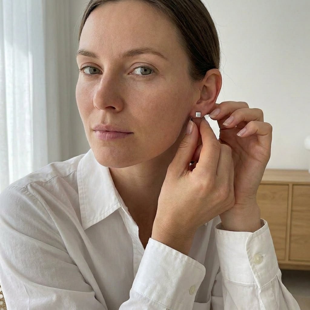 Oorstekers – Staal Vierkant Zilverkleurig (5mm) - Aramat Jewels - Oorbellen - cadeautip