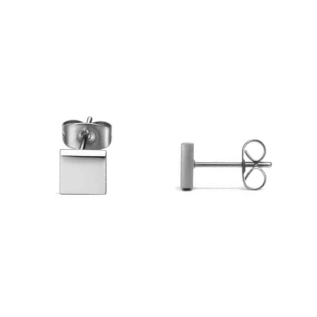 Oorstekers – Staal Vierkant Zilverkleurig (5mm) - Aramat Jewels - Oorbellen - cadeautip