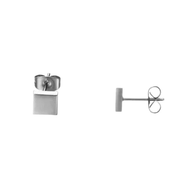 Oorstekers – Staal Vierkant Zilverkleurig (6mm) - Aramat Jewels - Oorbellen - cadeautip