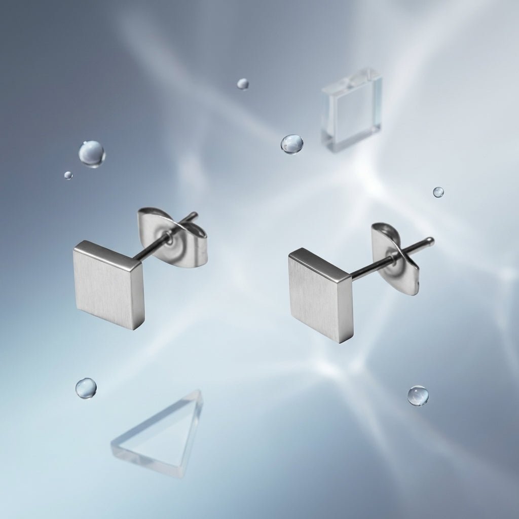 Oorstekers – Staal Vierkant Zilverkleurig (6mm) - Aramat Jewels - Oorbellen - cadeautip