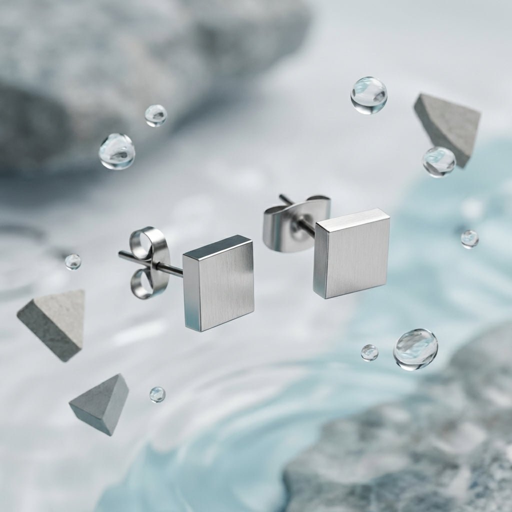 Oorstekers – Staal Vierkant Zilverkleurig (7mm) - Aramat Jewels - Oorbellen - cadeautip