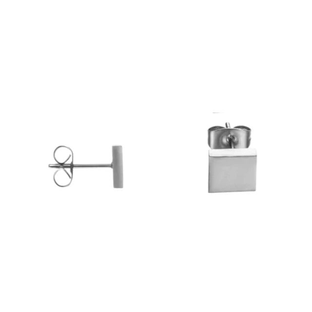 Oorstekers – Staal Vierkant Zilverkleurig (7mm) - Aramat Jewels - Oorbellen - cadeautip