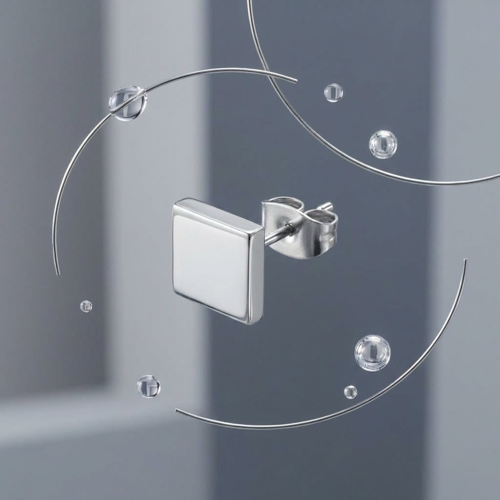 Oorstekers – Staal Vierkant Zilverkleurig (8mm) - Aramat Jewels - Oorbellen - cadeautip