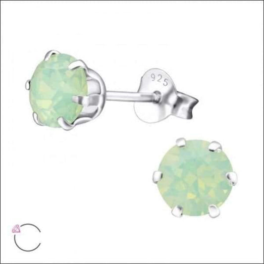 Zilveren Kristal Oorbellen Met Groene Cz Studs