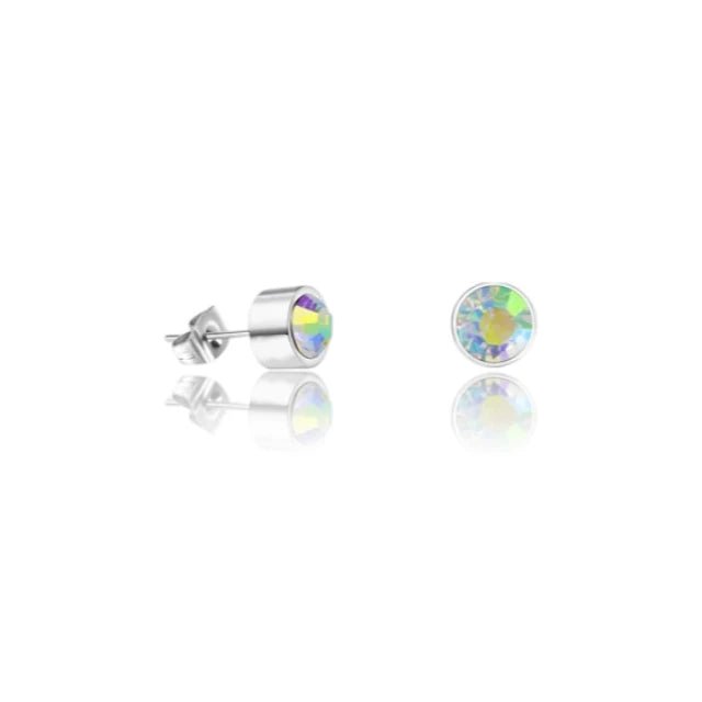 Oorstuds – Staal Kristal AB Transparant Zilverkleur (3mm) - Aramat Jewels - Oorbellen - cadeautip