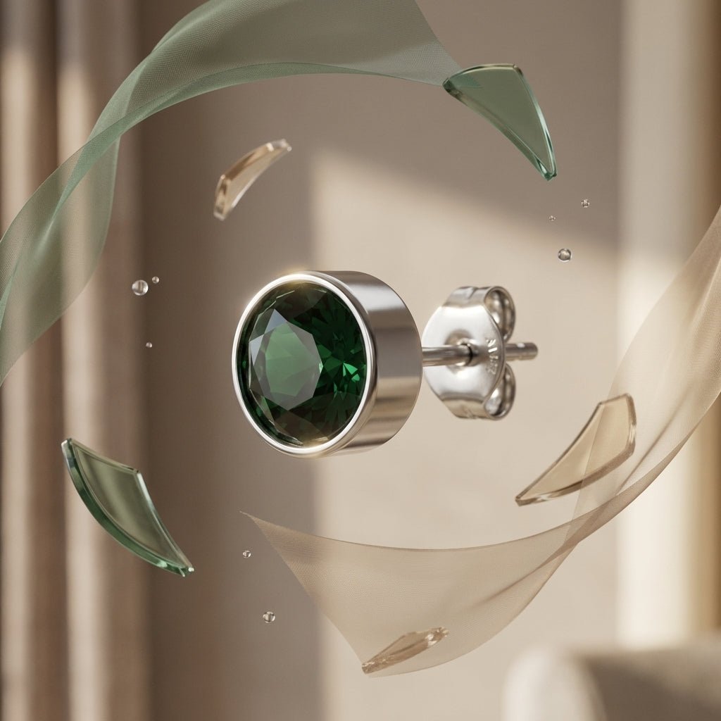 Oorstuds – Staal Kristal Groen Zilverkleur (5mm) - Aramat Jewels - Oorbellen - cadeautip