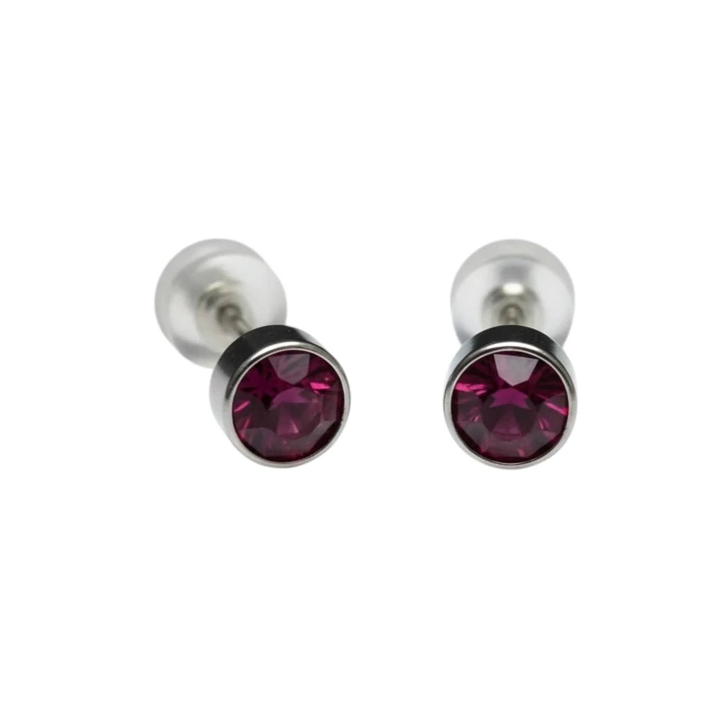Oorstuds – Staal Kristal Paars Zilverkleur (5mm) - Aramat Jewels - Oorbellen - cadeautip