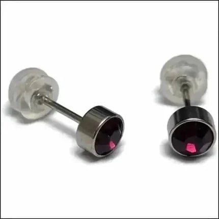 Oorstuds – Staal Kristal Paars Zilverkleur (5mm) - Aramat Jewels - Oorbellen - cadeautip