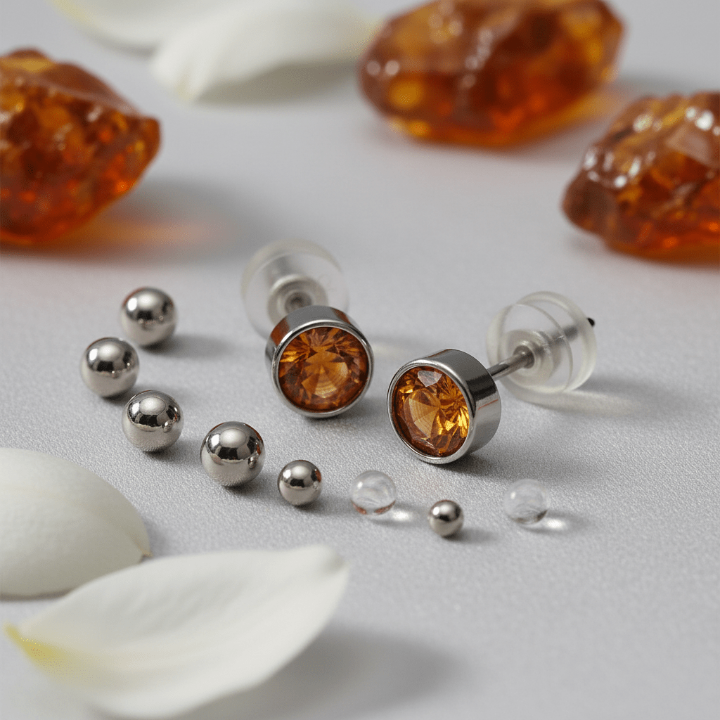 Oorstuds – Staal Kristal Topaas Bruin Zilverkleur (5mm) - Aramat Jewels - Oorbellen - cadeautip