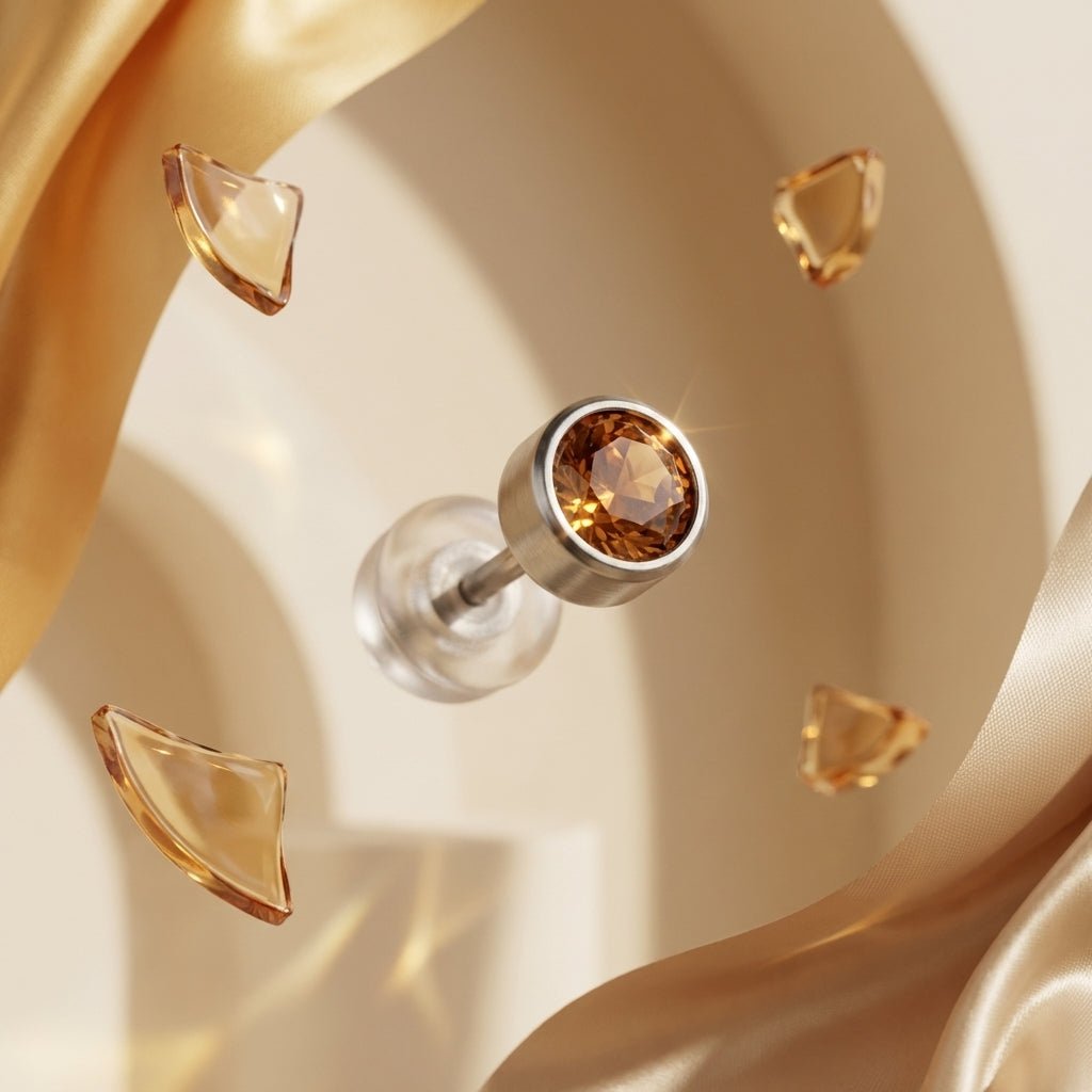 Oorstuds – Staal Kristal Topaas Zilverkleur (4mm) - Aramat Jewels - Oorbellen - cadeautip