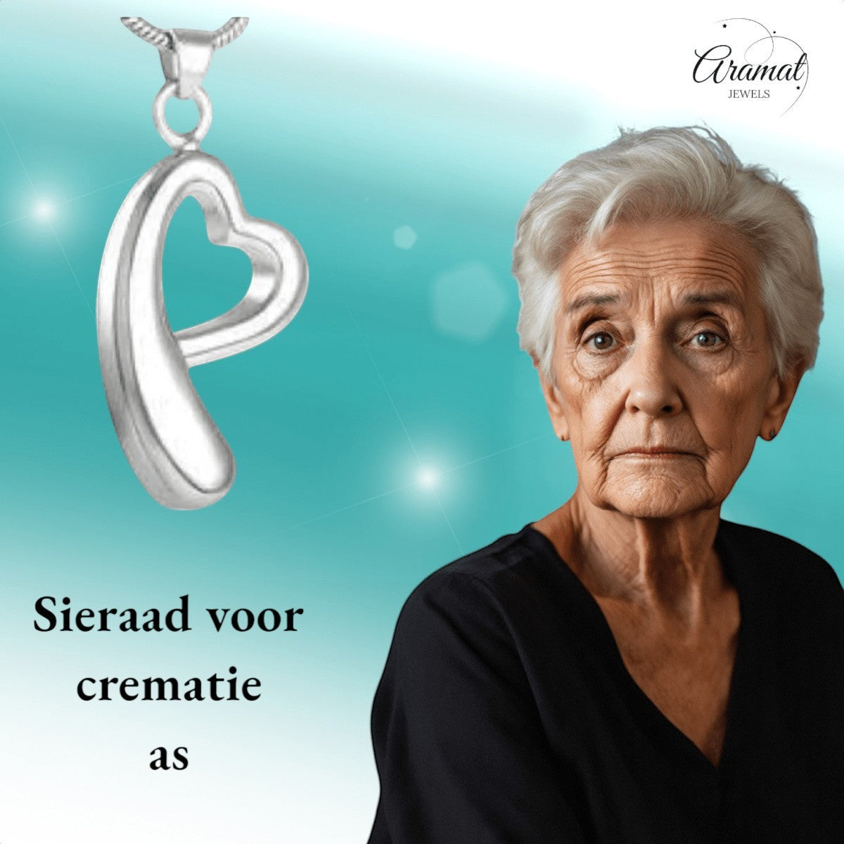 Open hart ashanger – rouwsieraad van staal - Aramat Jewels - Gedenkhangers - cadeautip