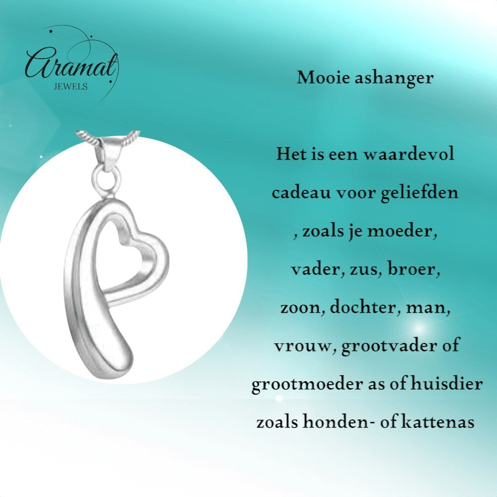 Open hart ashanger – rouwsieraad van staal - Aramat Jewels - Gedenkhangers - cadeautip