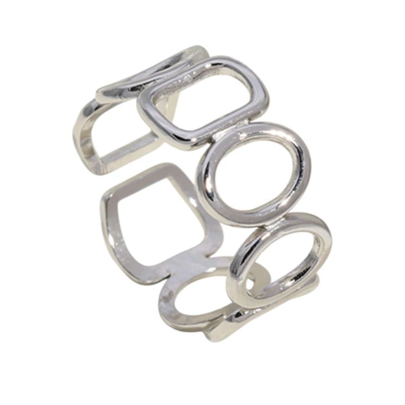 Open Ring met Ovale en Vierkante Schakels (Zilver - of Goudkleurig RVS) - Aramat Jewels - Ringen - cadeautip