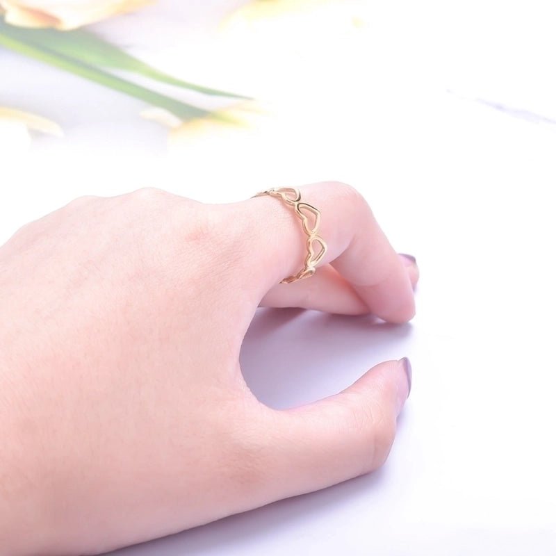 Open Ring RVS Hartjes Schakel (Multicolor, Zilver - of Goudkleur) - Aramat Jewels - Ringen - cadeautip