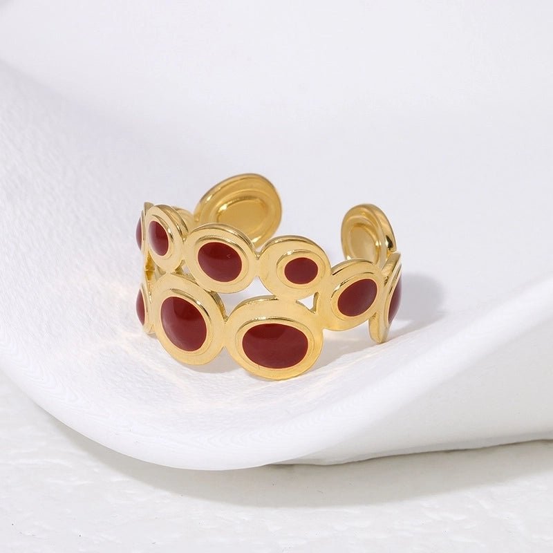 Open Ring RVS met Cirkelmotief en Emaille (12 mm) - Aramat Jewels - Ringen - cadeautip
