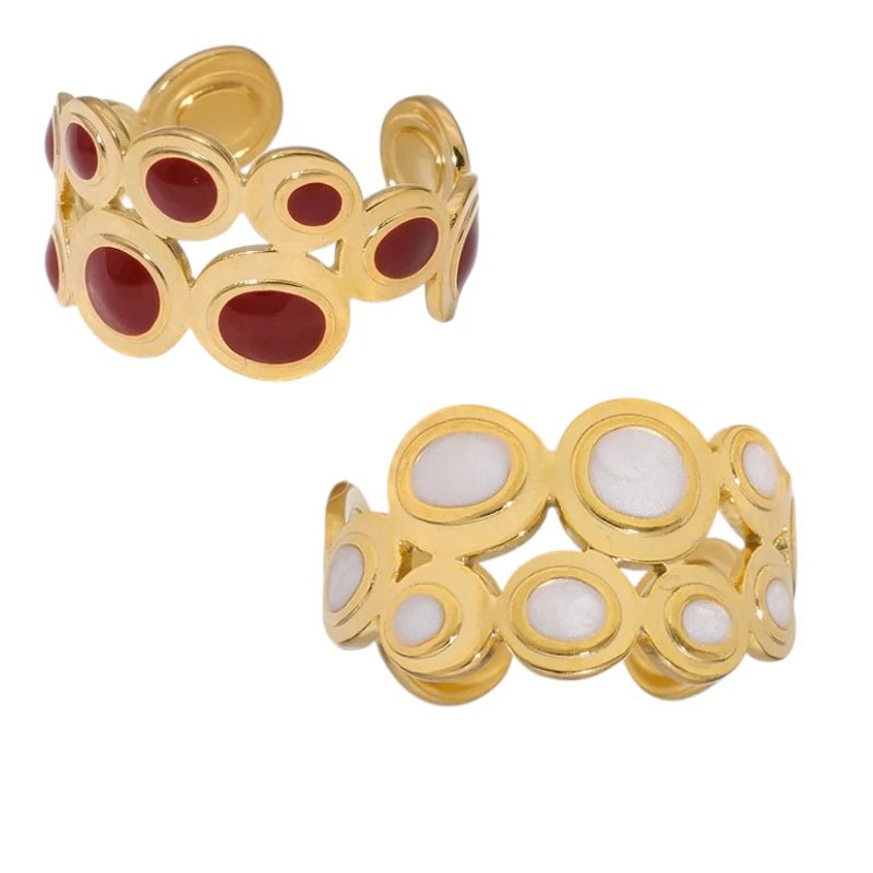 Open Ring RVS met Cirkelmotief en Emaille (12 mm) - Aramat Jewels - Ringen - cadeautip