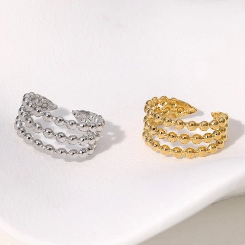 Open Ring RVS met Drie Bolletjeslijnen (10 mm) - Aramat Jewels - Ringen - cadeautip