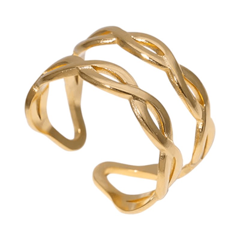 Open Ring RVS met Gevlochten Lijnen (12 mm) - Aramat Jewels - Ringen - cadeautip