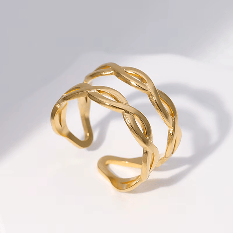 Open Ring RVS met Gevlochten Lijnen (12 mm) - Aramat Jewels - Ringen - cadeautip