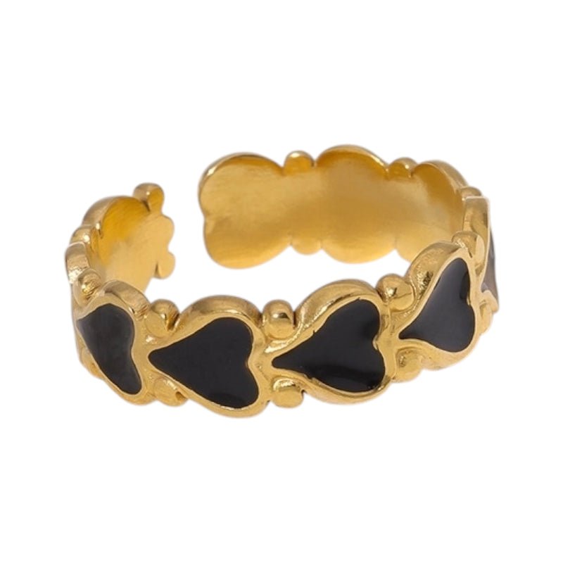 Open Ring RVS met Hartjes Motief en Emaille (6 mm) - Aramat Jewels - Ringen - cadeautip