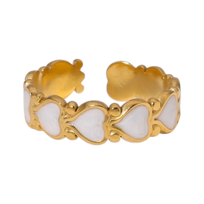 Open Ring RVS met Hartjes Motief en Emaille (6 mm) - Aramat Jewels - Ringen - cadeautip