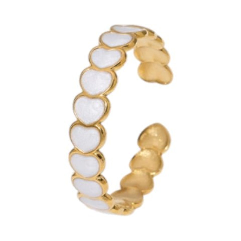 Open Ring RVS met Hartjes Schakel en Emaille (4,5 mm) - Aramat Jewels - Ringen - cadeautip