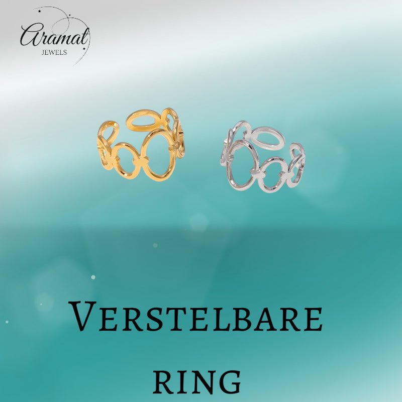 Open Ring RVS met Ovale Cirkelmotief (12 mm Breed) - Aramat Jewels - Ringen - cadeautip