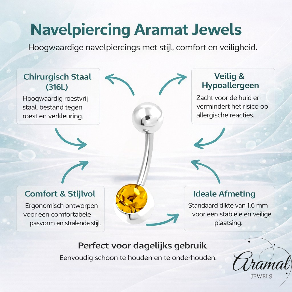 Piercing nombril en acier brun orné de zirconiums