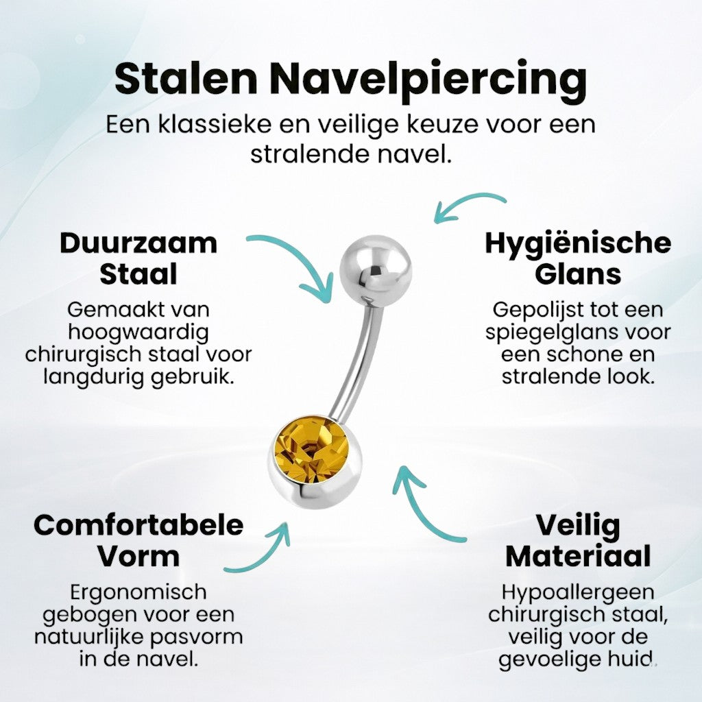 Piercing nombril en acier brun orné de zirconiums