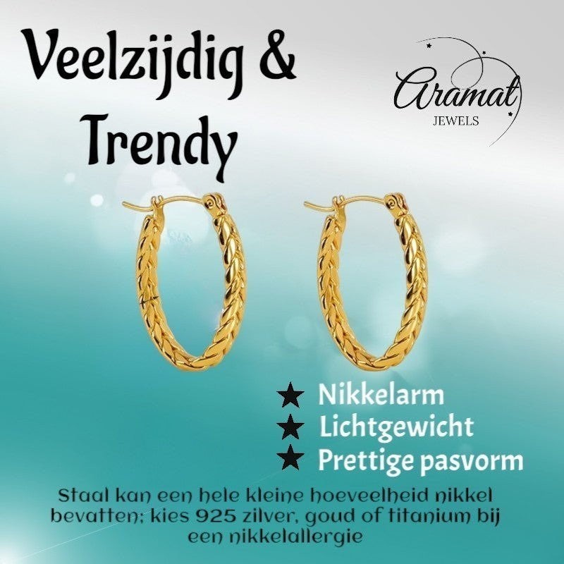 Ovale Schakel Oorringen RVS 26x18mm – Goudkleurig Creolen - oor6312 - 559001 - Oorringen kopen# - 26mm - alles - cadeau