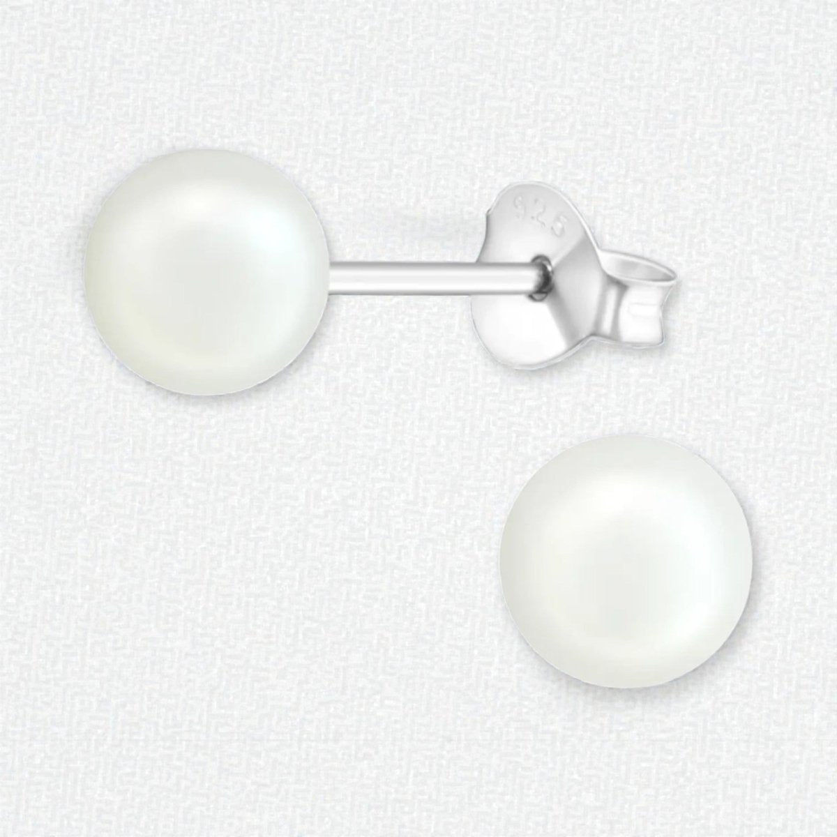 Parel oorbellen 925 zilver – 6mm wit - Aramat Jewels - Oorbellen - cadeautip