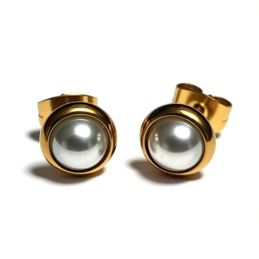 Pearl Earrings White Gold Colored - 8mm