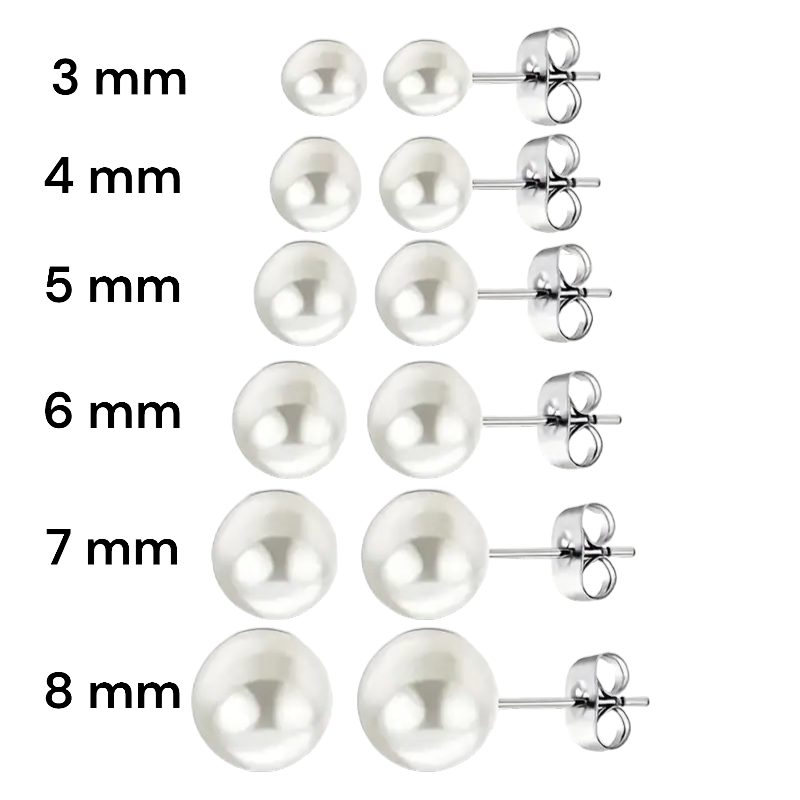 Stalen Witte Parel Oorbellen in Roestvrij Staal 3mm