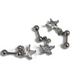 Chirurgisch Stalen Hanger Ster Zirkonia Met Drie Paren Chirurgische Piercings Met Een Ster En Een Ster.