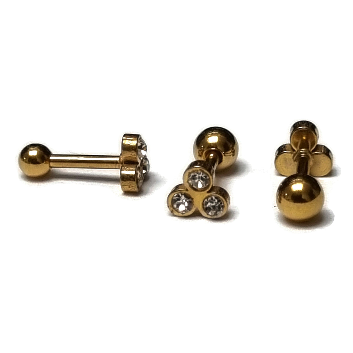 Gouden Helixpiercing Met Diamanten, Studs Met Edelstenen