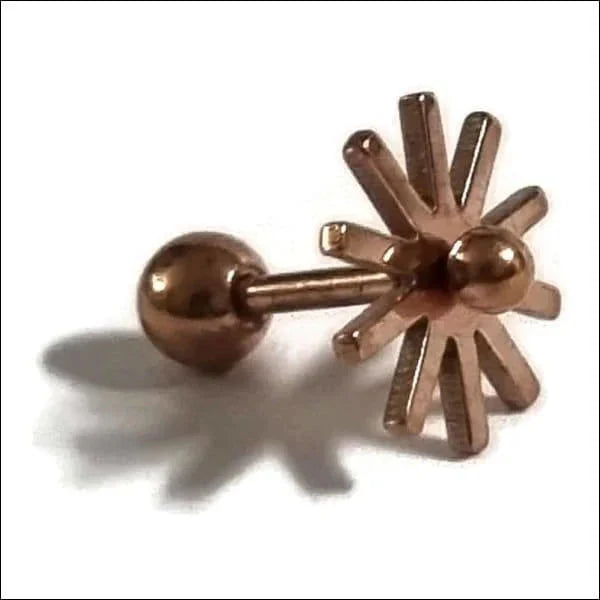 Rosékleurige Barbell Piercing - Oorpiercing Bloem-10mm | Lichaamssieraden