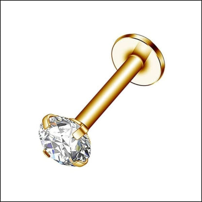 Gouden Neuspiercing Met Diamant - Labret Helix Piercing