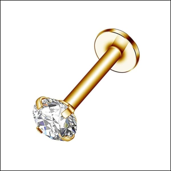 Gouden Neuspiercing Met Ronde Zirkonia Diamant.