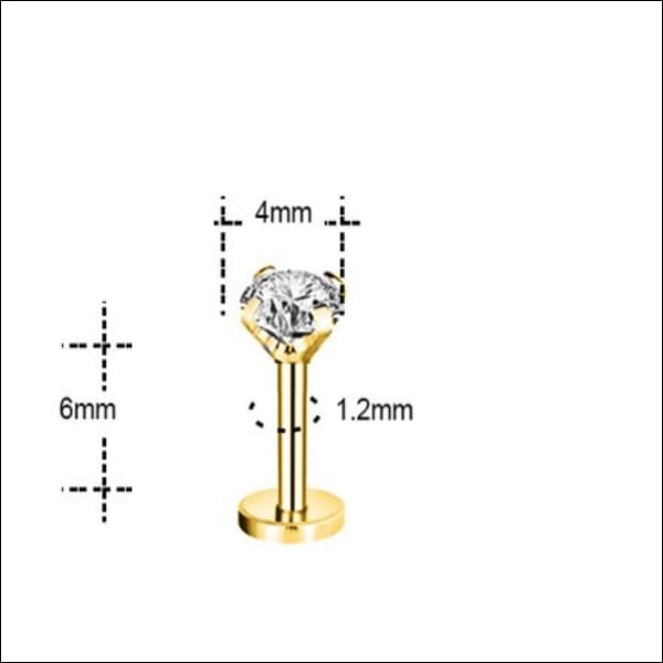 Diamanten Ring Maattabel Voor Oorpiercing Met Ronde Zirkonia - 6x1.2mm