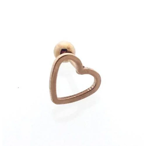 Gouden Hart Ring Met Klein Hart Op Voorkant - Helixpiercing Rosé Hartje.