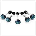 Zes Zwarte En Blauwe Luipaardprint Fake Tongpiercings - Stalen Tongpiercing In Dierenprint