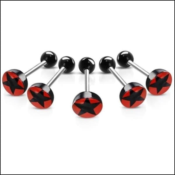 Rode En Zwarte Kristallen Steen Stud Oorbellen Voor Stalen Logo Tongpiercing