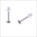 Witte Parel Helix Tragus Piercing 4mm - Staal | Lichaamssieraden