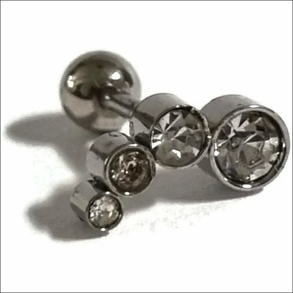 Zilverkleurige Studs Met Diamanten Voor Helixpiercing Tragus Piercing Met 4 Steentjes Transparant